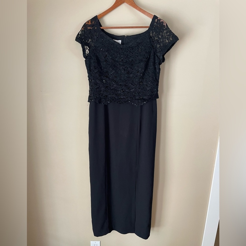 Jessica Vintage Formal Black Dress with Lace Top Size 12